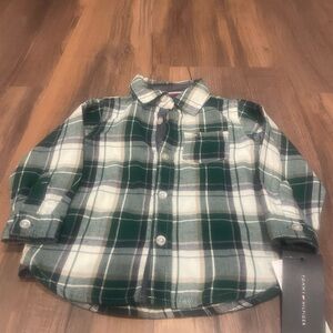 Tommy Hilfiger Kids Green and Blue Plaid Shirt